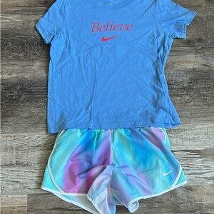 Nike Blue T-Shirt and Tie-Dye Shorts Set medium